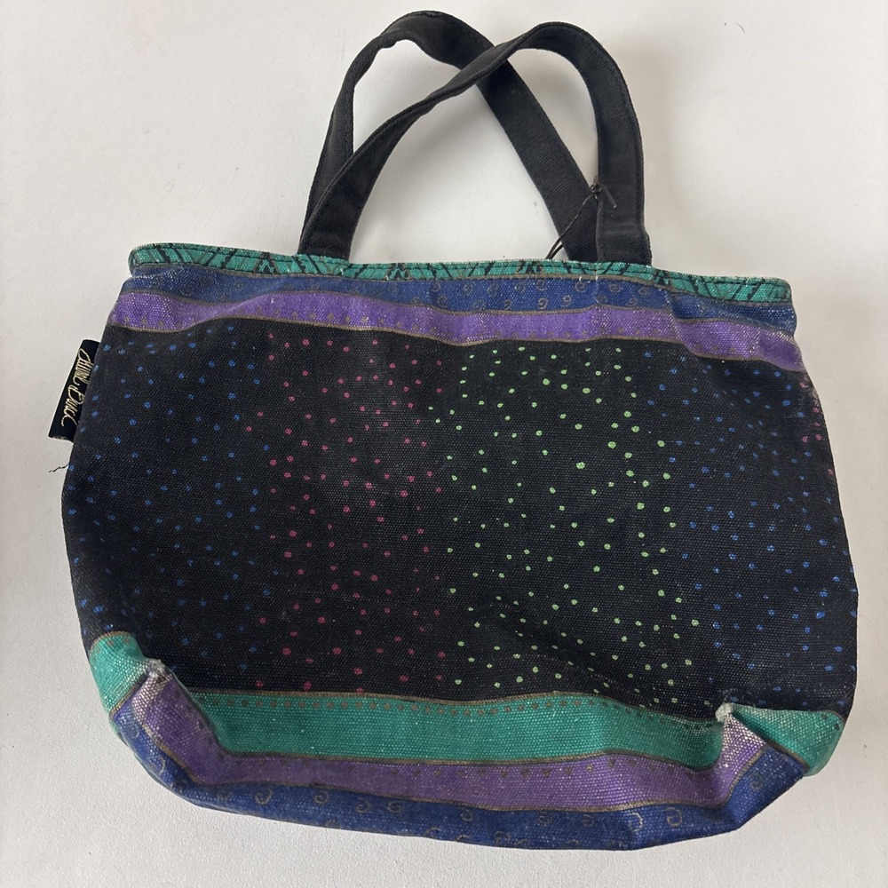 Dogs & Doggies Laurel Burch Small Canvas Purse Tote Multicolor Handbag - Picture 7 of 13